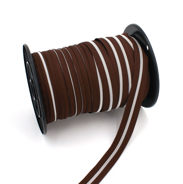 Endlosreißverschluss metallisiert dunkelbraun/ silber (1m)